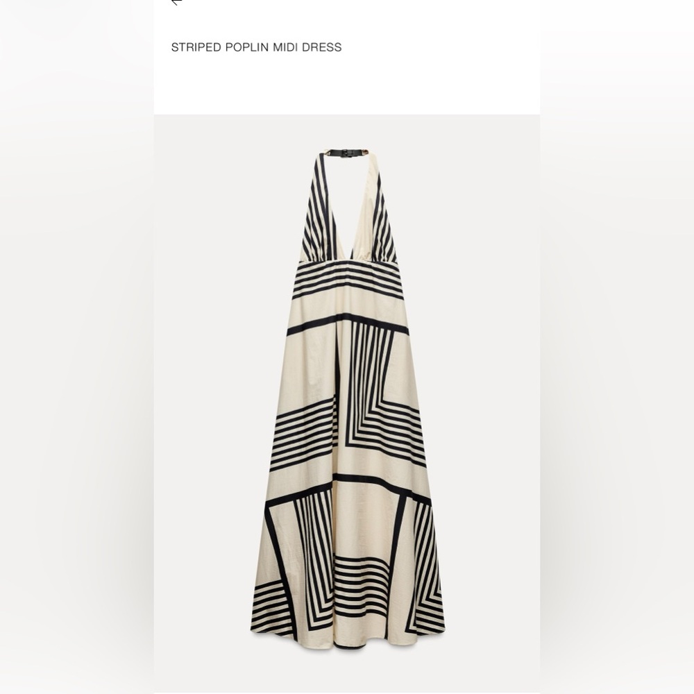 Zara Black and White Geometric Halter Dress